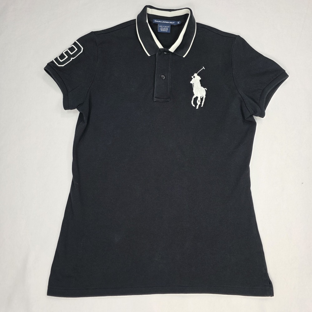 Ralph Lauren Golf Polo Women's Size S Black Tailored Fit Classic Big Pony Logo